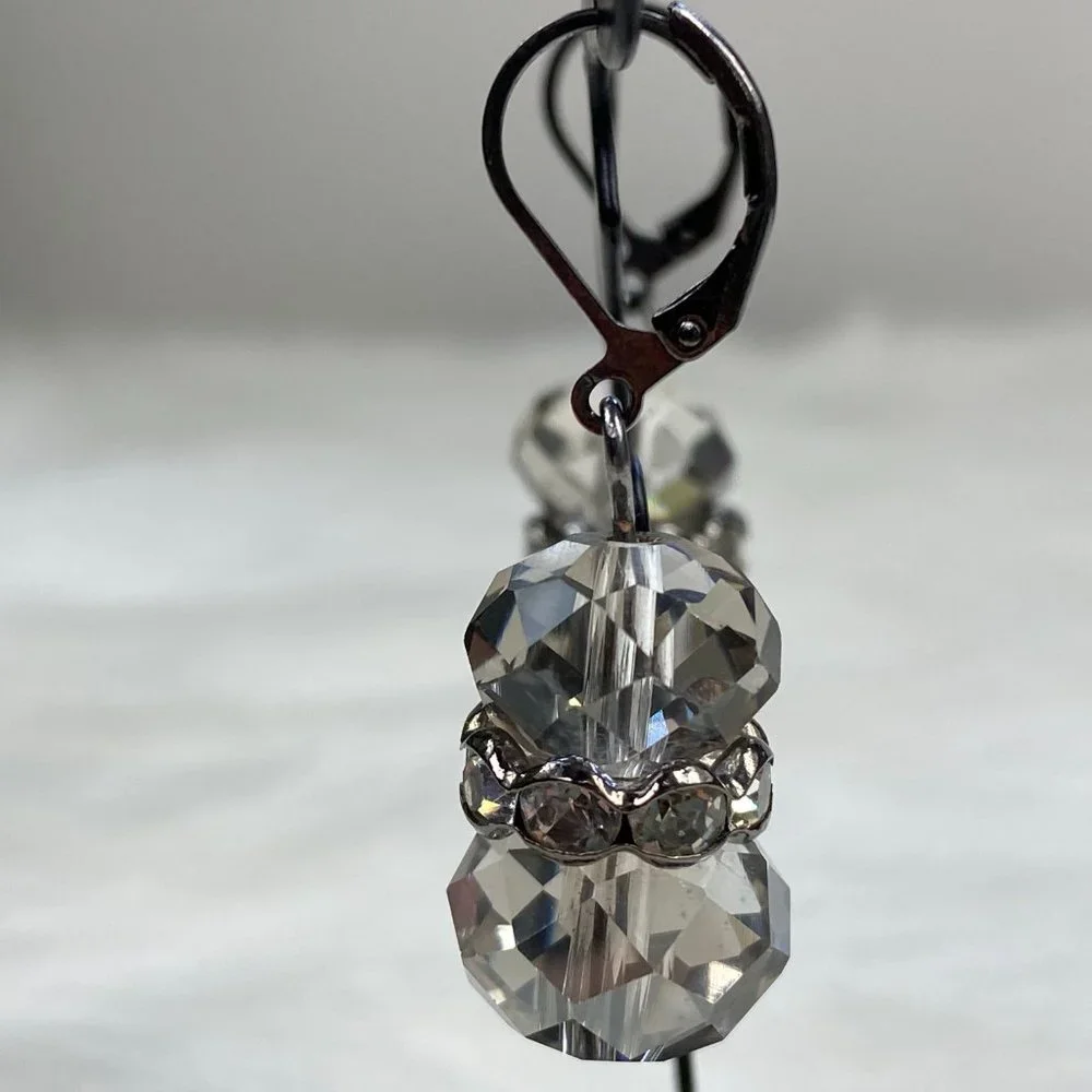 Faceted Glass Bead & Rhinestone Dangle & Drop Earrings
